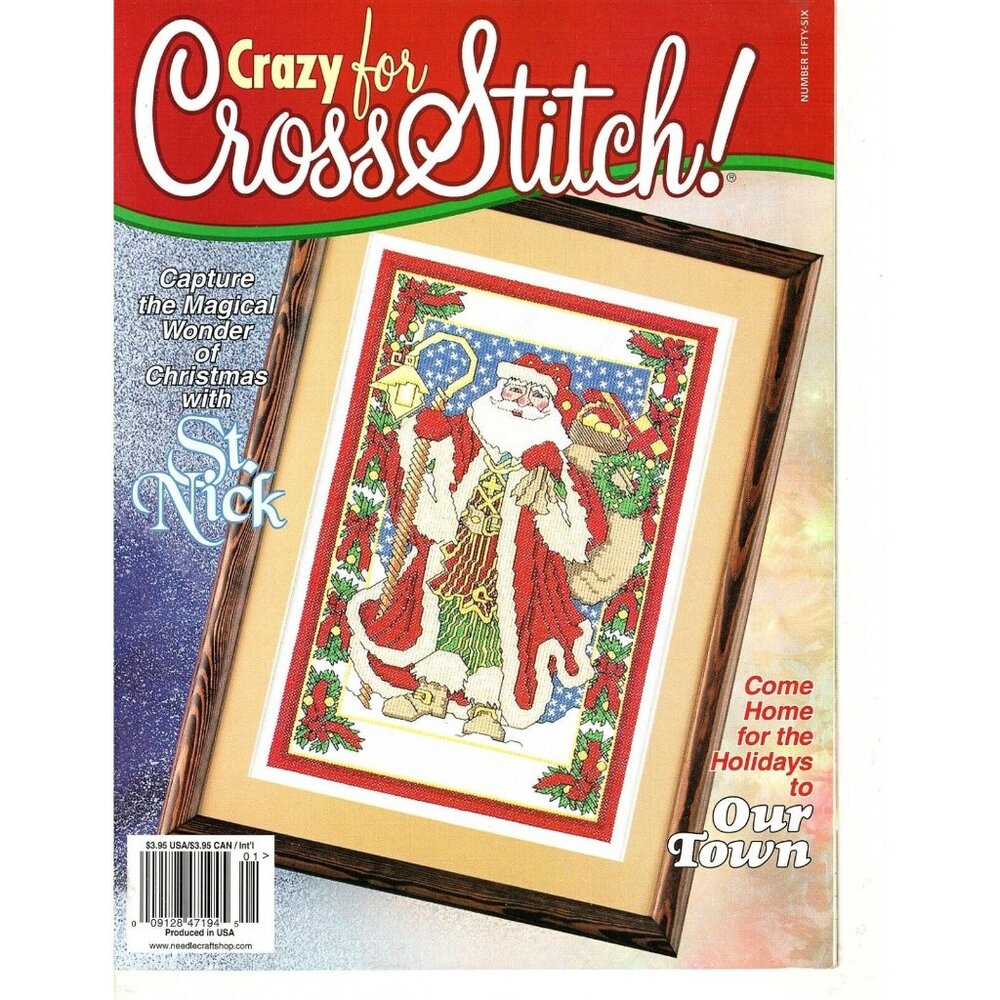 Crazy for Cross Stitch Magazine January 2000 Full Color Patterns St. Nick